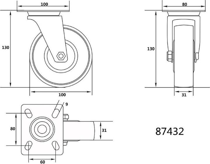 Actual product image Toya Vorel polyamide torsion wheel 10mm 87432