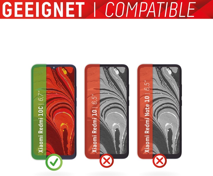 Productafbeelding Displex Real Glass, 2D Panzerglas (1 Stuk, Xiaomi Redmi 10C, Xiaomi Poco C40)