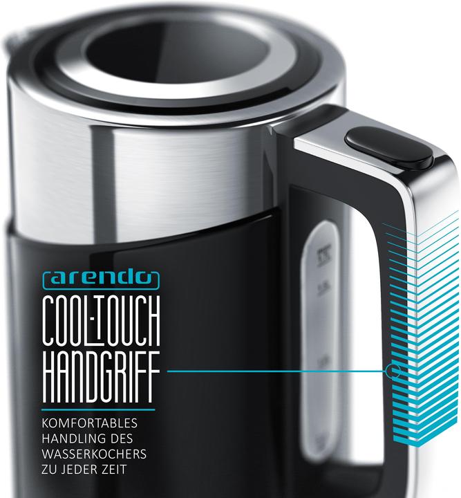 Produktbild Arendo Wasserkocher 1,7 l, 3000 W, Edelstahl, Schnellkoch Funktion, Temperatureinstellung 70° C - 100° C (1.70 l)