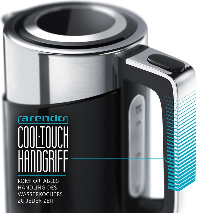 Actual product image Arendo Kettle 1.7 l, 3000 W, stainless steel, quick-boil function, temperature setting 70Â° C - 100Â° C (1.70 l)