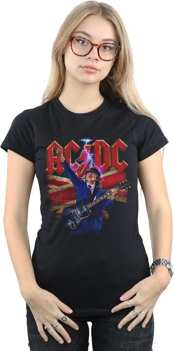 Actual product image AC/DC Womens/Ladies Angus Union Flag Lightning Cotton T-Shirt (S)