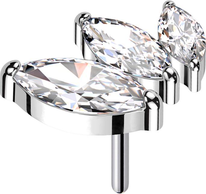 Immagine prodotto Star Piercing Argento senza fili con tre cristalli ovali discendenti argento (senza ottone, Titanio)