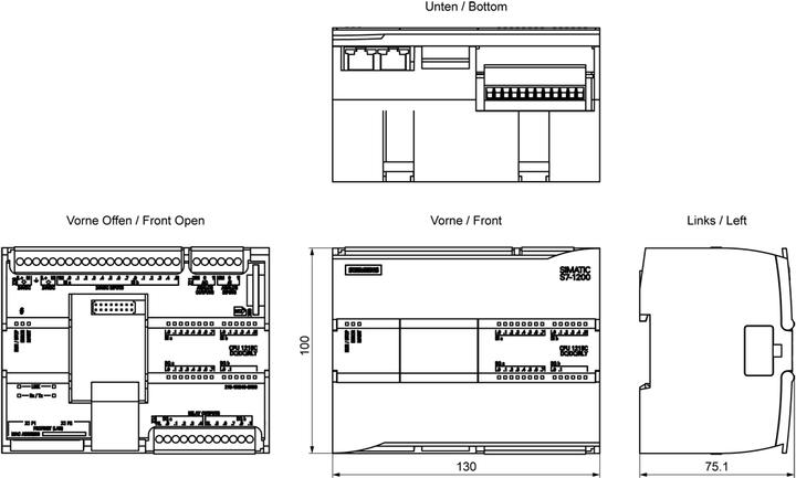 Produktbild Siemens SIMATIC S7-1200 CPU 1215C, DC/DC/Relay