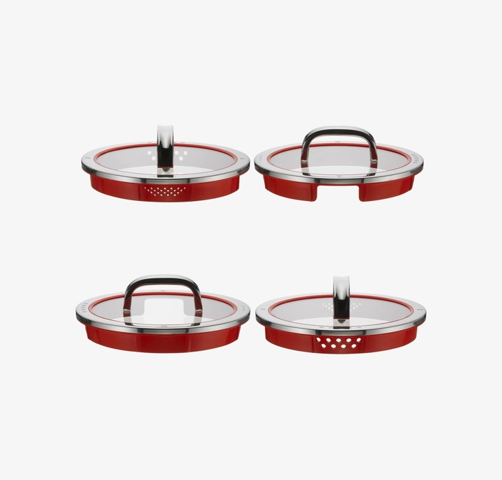 Produktbild WMF Topfdeckel 16cm Glasdeckel Function 4 Silikon Glas Edelstahl rot (16 cm, Metall, Glas)