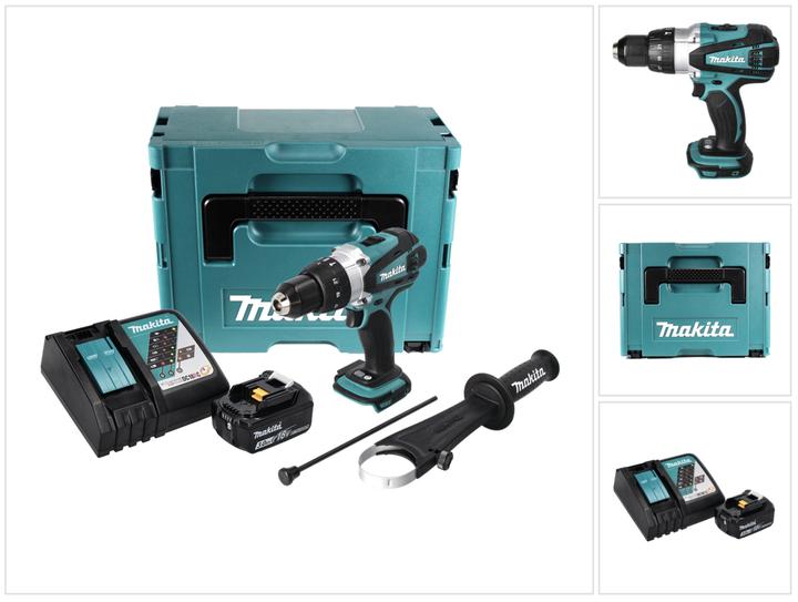 Produktbild Makita DHP 458 RF1J Akku Schlagbohrschrauber 18V 91Nm im Makpac + 1x 3,0 Ah Akku + Ladegerät