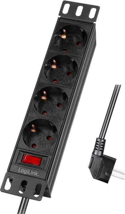 Actual product image LogiLink 10" socket strip 4-fold, with switch (4x, CEE 7/3, 2 m)