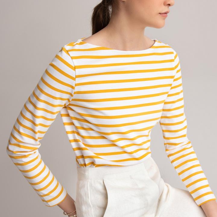 Produktbild La Redoute Collections Langarmshirt mit U-Boot-Ausschnitt und Streifenmuster (M)