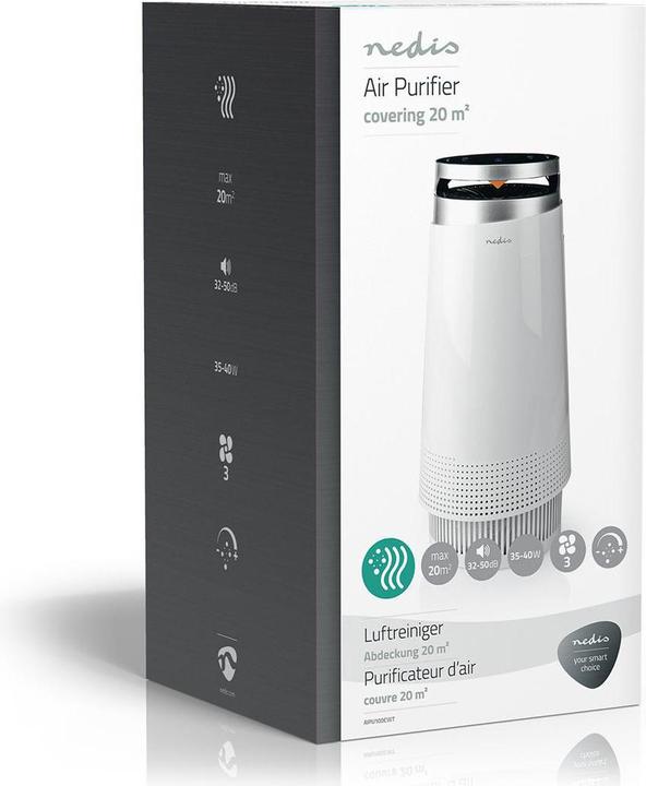 Image du produit Nedis Purificateur d'air | convient pour un espace jusqu'à : 20 m² | débit d'air pur (CADR) : 130 m³/ (20 m²)