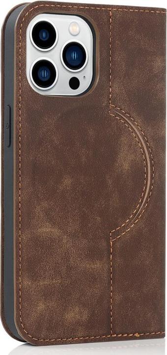 Actual product image Cover-Discount iPhone 15 Pro - MagSafe Flip Case RFID light brown (Apple iPhone 15 Pro)