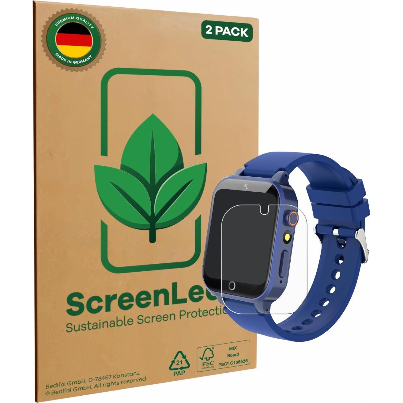 ScreenLeaf Schutzfolie nachhaltiger Displayschutz Display Schutz Folie Klar Transparent, Smartwatch Schutzfolie, Transpa...