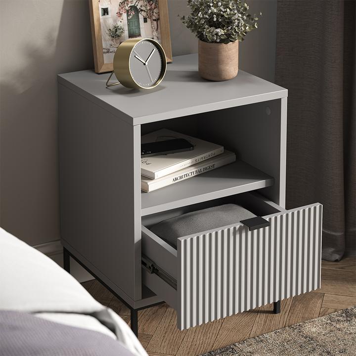 Actual product image Vicco Bedside table Eliza, Grey, 40 x 55 cm with 1 drawer