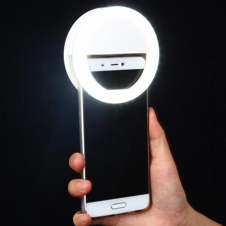 Actual product image PhoneLook Anneau LED selfie universel Beauty Star-Light 3 niveaux de luminosité / batterie rechargeable