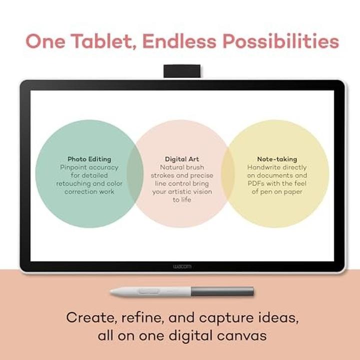 Immagine prodotto Wacom One 14, Bedraad, 2540 lpi, 309 x 174 mm, USB, 8 mm, Pen (14", 2540 lpi)