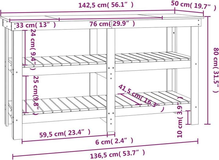 Image du produit vidaXL Werkbank (142.50 cm, 50 cm)