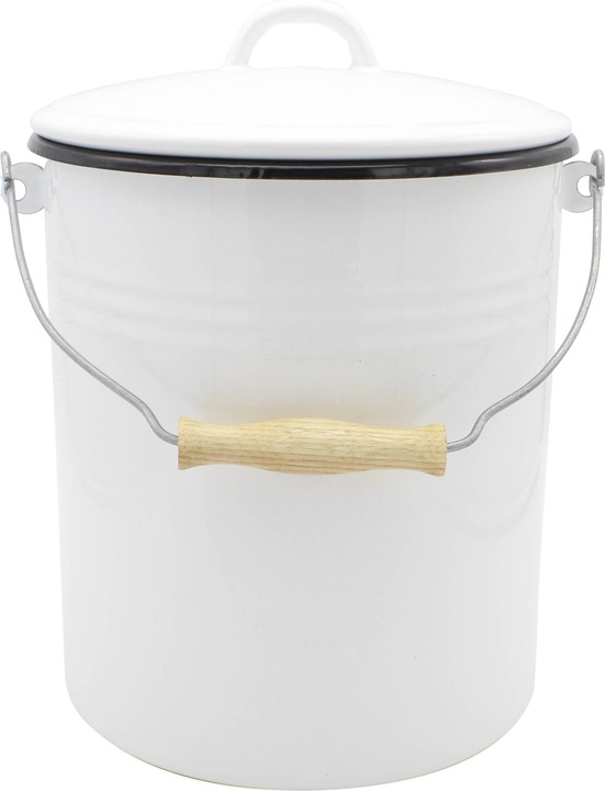 Actual product image Krüger Bucket with lid 10 l 32cm Ø25cm enamelled white (10 l)