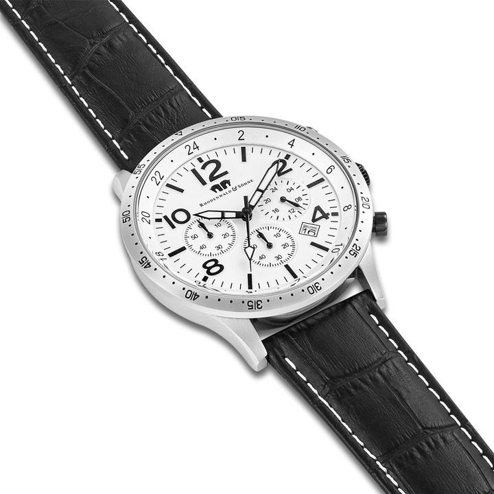 Produktbild Herren Chronograph Flight Captain Echtleder Schwarz - 34122 (Chronograph, 43.80 mm)
