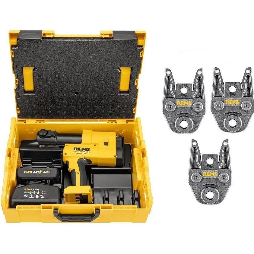 Rems, Pressa, 576055 R220 Akku-Press 22V ACC Connected SET VRX 16+20+25 Präzisions-Pressmaschine in L-Boxx