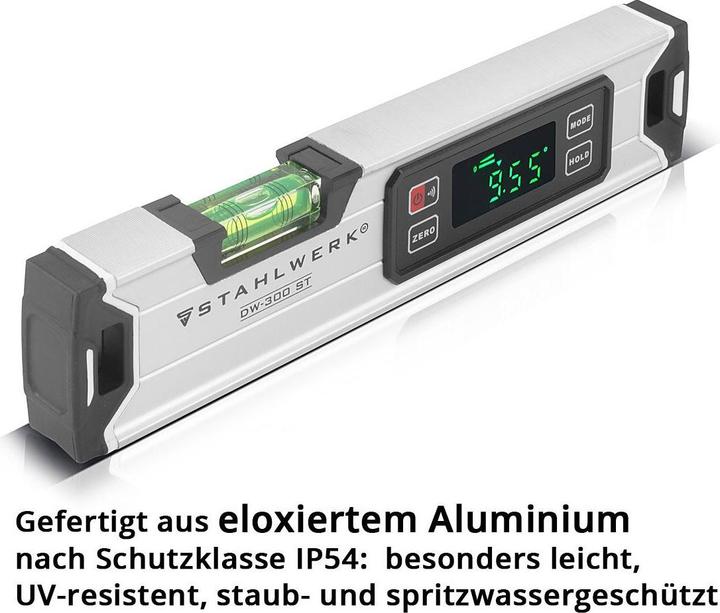 Actual product image Stahlwerk Digital spirit level DW-300 ST made of aluminium with 300 mm length (30 cm)