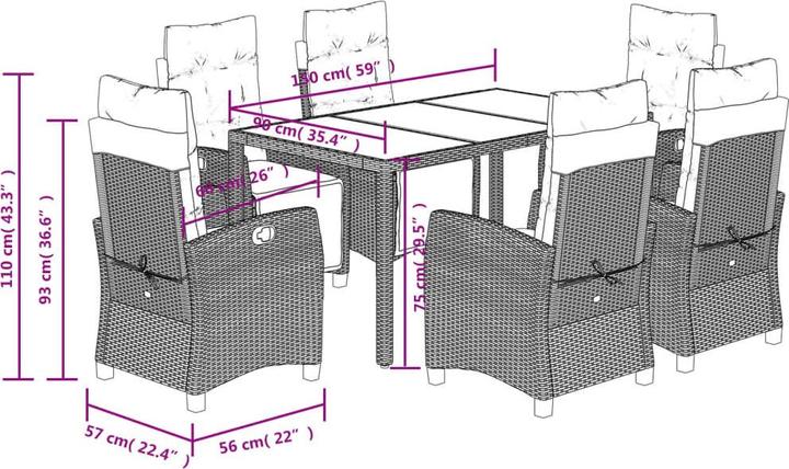 Produktbild vidaXL Garten Essgruppe (150 x 90 x 75 cm)