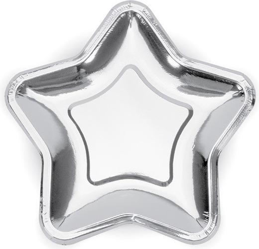 Actual product image Partydeco Star Shaped Dessert Plate Silver (6x)