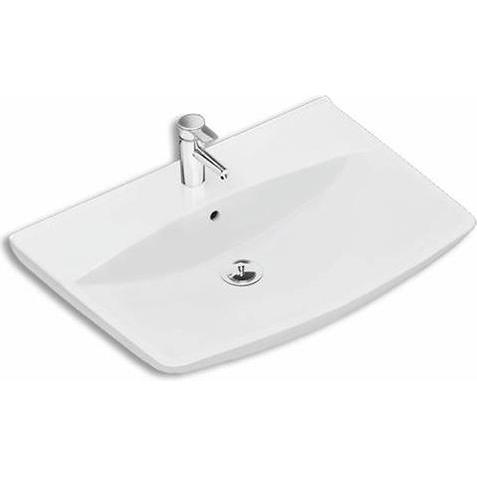 Geberit, Waschbecken, Spira Art Waschtisch mit Hahnloch und Überlauf. Mit Ifø Clean Oberfläche. Für Schraubmontage.
