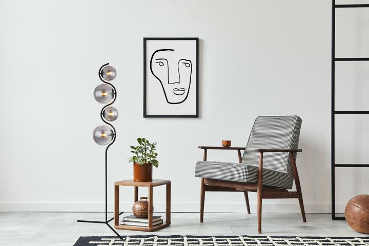 Actual product image Globo FLOOR LAMP METAL BLACK, 4XE14 (E14)