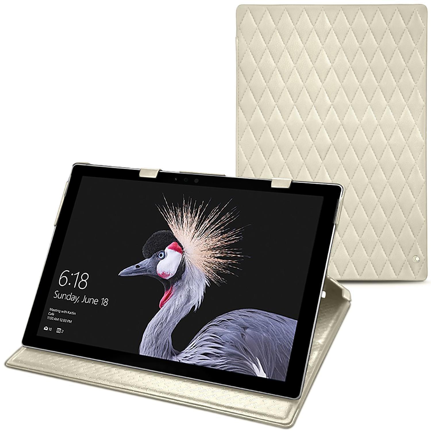 Noreve Lederschutzhülle vertikal (Surface Pro (2017)), Tablet Hülle, Weiss