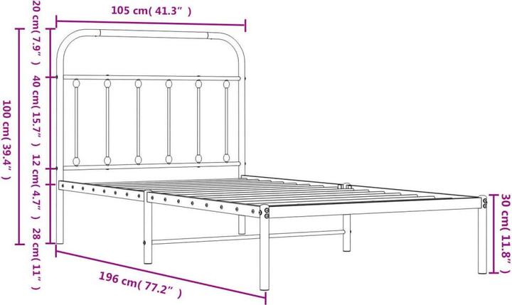 Image du produit vidaXL Bettgestell (100 x 190 cm)