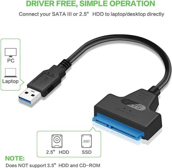 Produktbild Nikko 30 cm USB 3.0 zu SATA III Kabel Adapter SSD Festplatte