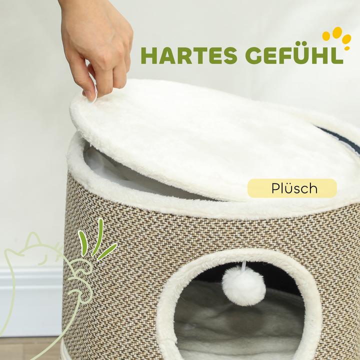 Produktbild PawHut Kratztonne Polyester, Schaumstoff Kaffee (56 cm, Kaffee, Cremeweiss)