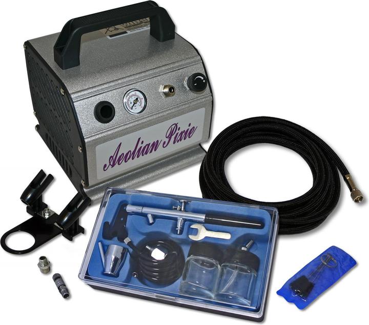 Wiltec Einsteiger Airbrush Kompressor Set AS176 Airbrushpistole DA128 Zubehör