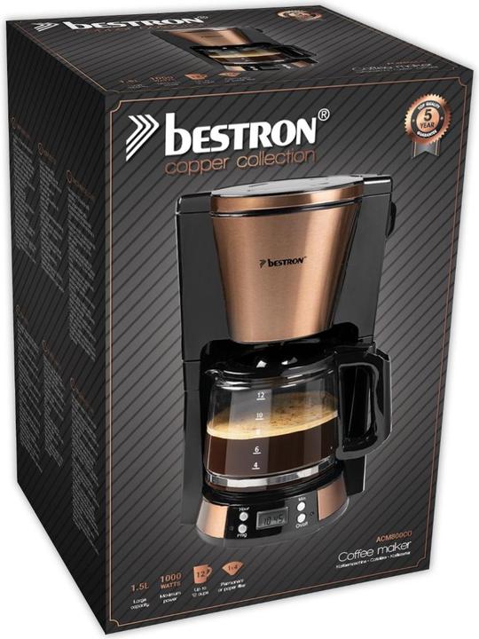 Produktbild Bestron Filterkaffeemaschine 12 Tassen, Kupfer