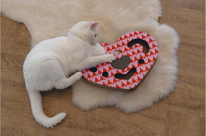 Actual product image Beeztees Cardboard scratching toy Hide (5 cm, Red, Beige)