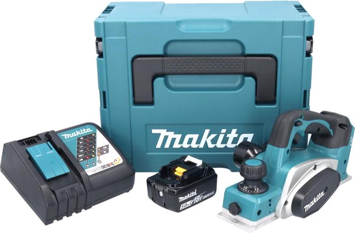 Productafbeelding Makita DKP 180 RT1J Accu schaafmachine 18 V 82 mm + 1x Accu 5,0 Ah + Lader + Makpac