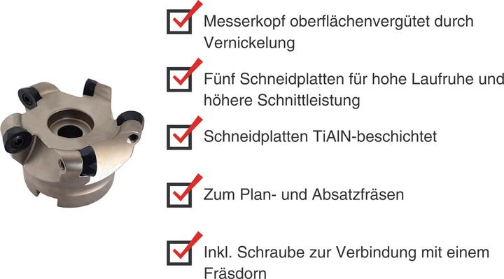 Image du produit Paulimot Messerkopf 63 mm mit 5 Schneidplatten (TiAlN-beschichtet)