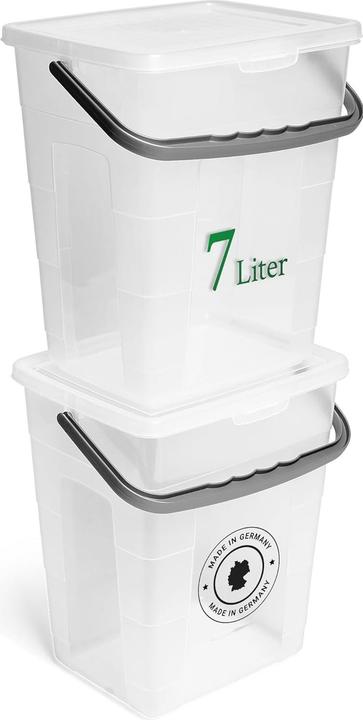 Produktbild Novaliv 2X Waschmittelbox mit Deckel 7 Liter I Transparent I 23,5 x 18 x 26,5 cm I Box Waschpulver A (26.50 cm, 7 l, 2x)