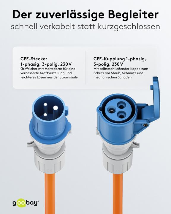 Productafbeelding Goobay CEE-Verlängerung, CEE-Stecker auf CEE-Kupplung, 25 m (25 m, CEE)