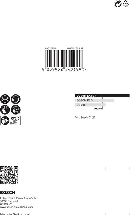 Image du produit Bosch Professional Zubehör Filet abrasif pour ponceuse Multi EXPERT M480 non perforé Grain num 220 (L x l) 150 mm 100 10 pcs. (220)