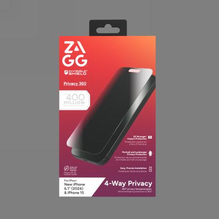Actual product image Zagg InvisibleShield Glass Elite Privacy 360 Apple iPhone 16/15 Screen (1 pcs., Apple iPhone 15, Apple iPhone 16)