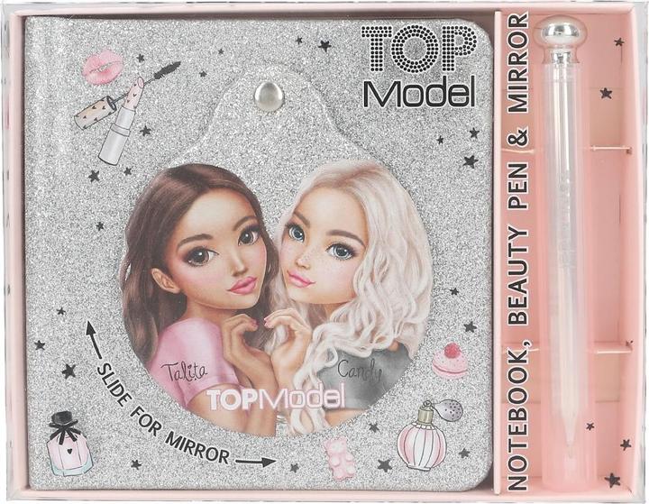 Top Model Topmodel - Beauty Notebook with Ballpoint Pen - Silver (Quadrillé)