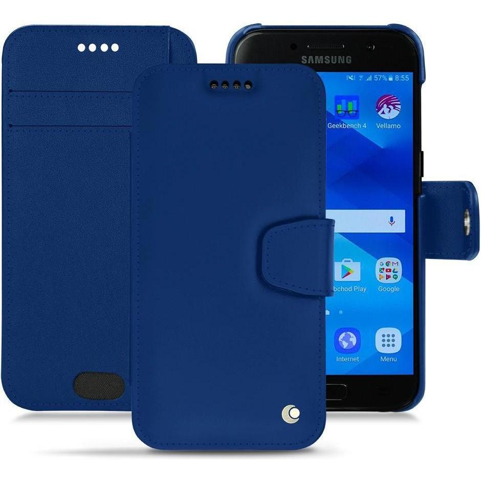 Noreve Lederschutzhülle Wallet (Samsung Galaxy A3 (2017)), Smartphone Hülle, Blau