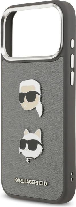 Immagine prodotto Karl Lagerfeld FW Grained Karl & Choupette Heads Pins & Logo case for iPhone 17 Pro Max grey (Apple iPhone 17 Pro Max)