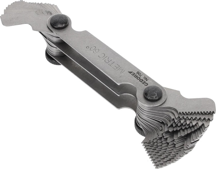 Actual product image Gedore Thread gauge, 52 blades, For metric and Whitworth threads, Easy to read sizes (7 cm)