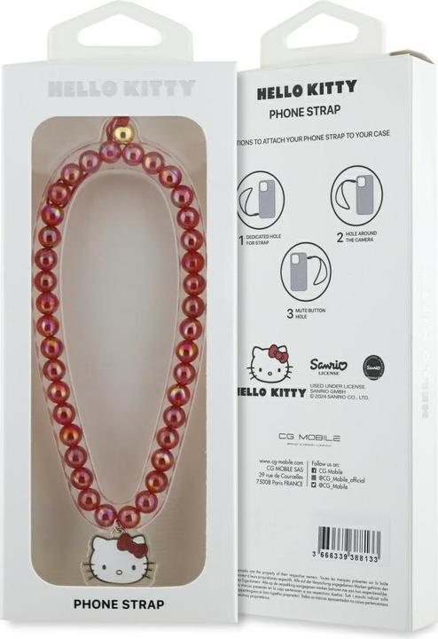 Produktbild Hello Kitty Pearls Kitty Head Universal Hand Strap - red