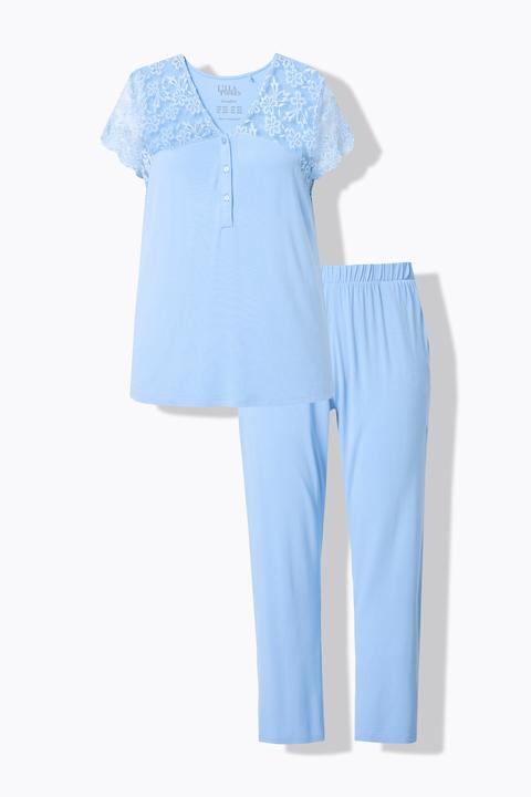 Produktbild Ulla Popken Pyjama, Spitze, V-Ausschnitt, Spitzen-Halbarm (54, 56)