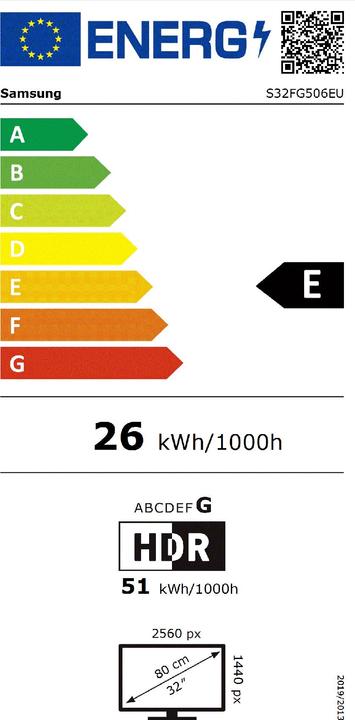 Energy Label Samsung 32Odyssey G5,QHD, 180hz, Gaming Monitor (2560 x 1440 pixels, 32")