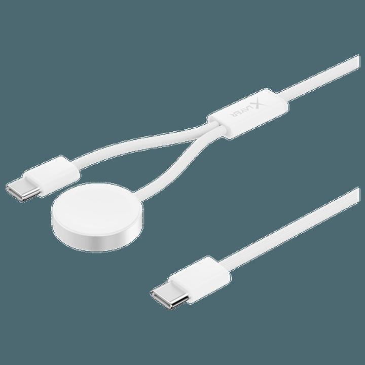 Produktbild Xlayer 2-in-1 feingewebtes Kabel mit USB Typ C & Apple Watch Charger 1.5 m White (1.50 m, USB 2.0)