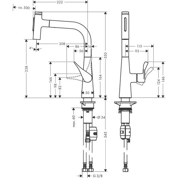 Thumbnail - hansgrohe, Küchenarmatur, HG Einhebel-Spültischmischer 240 METRIS Ausziehbrause Edelstahl-Optik