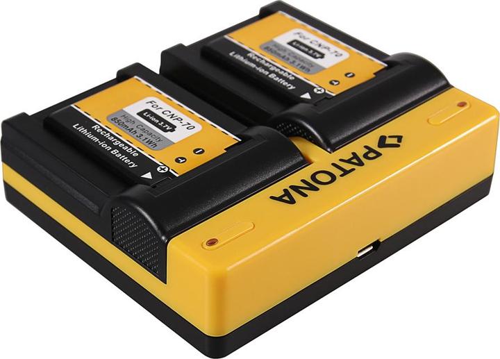 Actual product image Patona Dual charger for Casio NP-70 Exilim EXZ150 EX-Z150 EXZ155 EX-Z155 EXZ250 EX-Z250 incl. Micro (Camera battery charger)