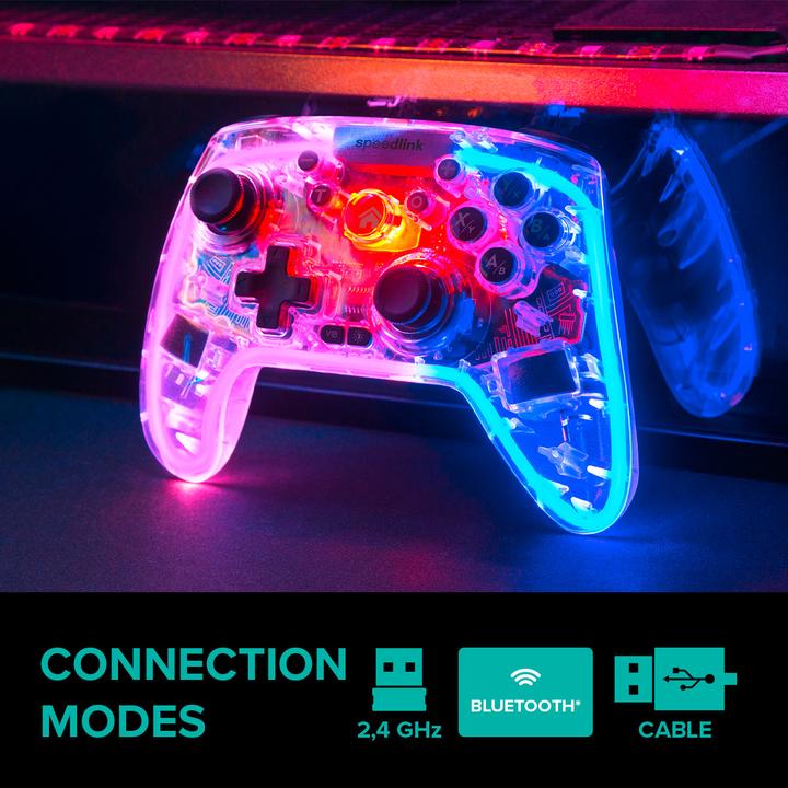 Produktbild Speedlink RAIT NX RGB Gamepad - Wireless/Wired - for PC/Android/Switch OLED/Lite, clear transparent (Android, PC, Switch Lite, Switch OLED)